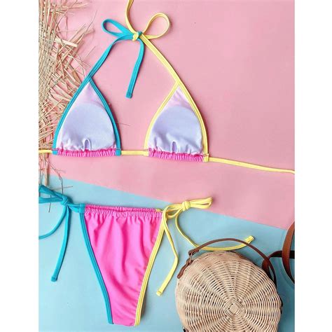 2022 New Design Multi Color Sexy Mini Micro Two Piece Bikini Set Beach