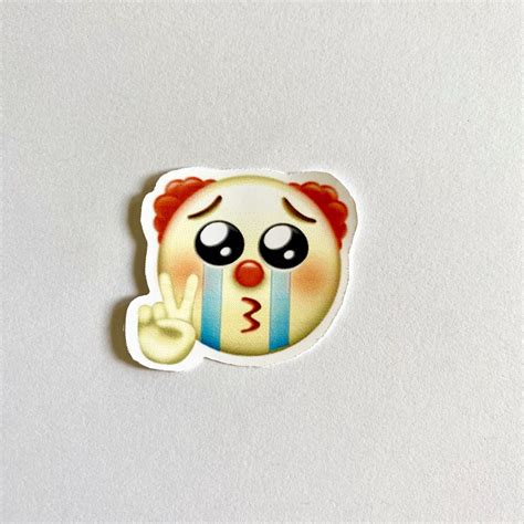 Crying clown emoji waterproof sticker | Etsy