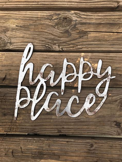 Metal Cnc Plasma Happy Place Custom Metal Sign Etsy Custom Metal