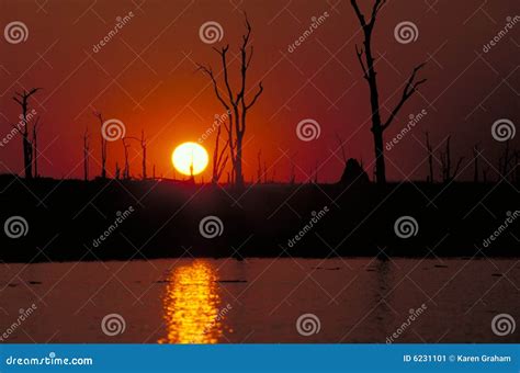 Lake Kariba sunset stock image. Image of sunset, fireball - 6231101