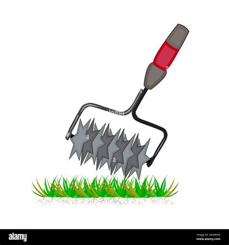 Lawn aeration tool isolated on white background. Cartoon lawn aeration ...