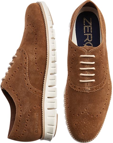 Cole Haan Zerogrand Brown Suede Wingtip Oxfords Mens Shoes Mens