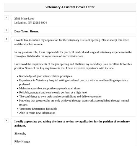 Veterinary Assistant Cover Letter Velvet Jobs