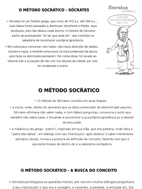 Método Socrático Ironia E Maiêutica - O Método Socrático: A Ironia e a Maiêutica na Busca da Sabedoria | PDF