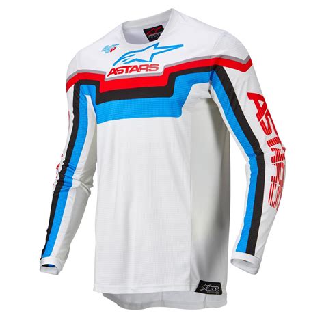 Alpinestars Maglia MX Techstar Quadro Bianco Neon Blu Rosso Maciag