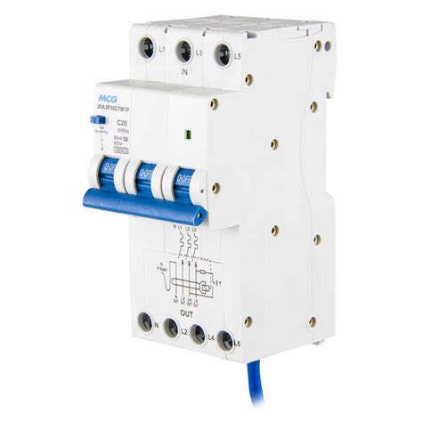 Mcg 20a 3 Pole 3 Module C Curve 10ka 30ma Type A Rcbo 20a3p30ctptp Cef