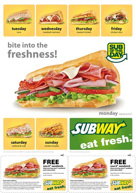 I Love Freebies Malaysia: Promotions > Subway Sandwich Buy 1 Free 1