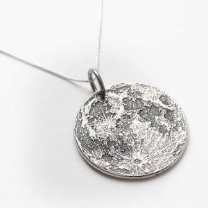 Silver Full Moon Necklace Charm Or Pendant Etsy