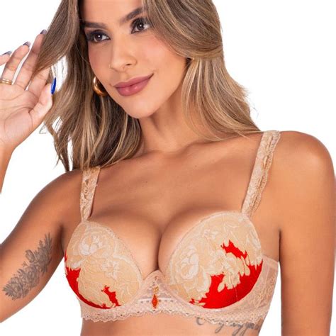 Conjunto Push Up Calcinha Fio Nude Duzani