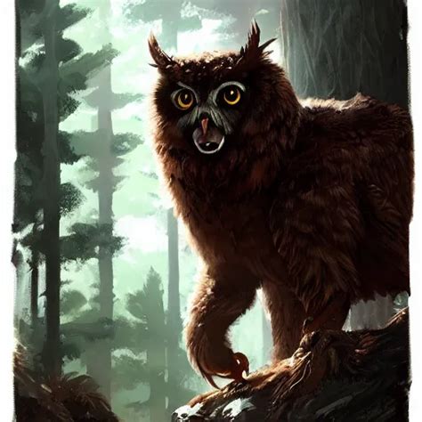 Three Quarter Portrait Of An Owlbear In The Forest D Stable