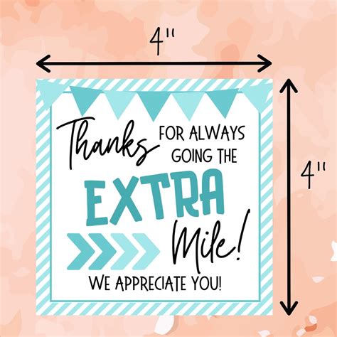 Thank You For Going The Extra Mile Gift Tag Appreciation Etsy