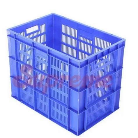 Blue Plastic Vegetable Crate Outer Dimension Lxwxh X X Mm