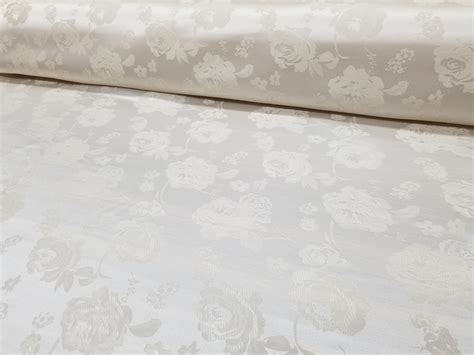 Elegant Ivory Floral Satin Jacquard Brocade 60 By The Yard Etsy