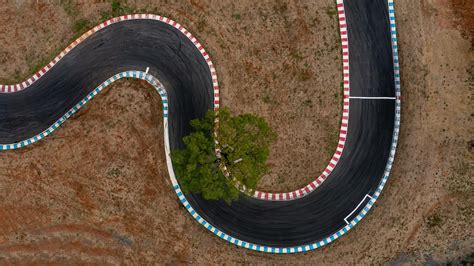 Premium Photo | Aerial top view motorsport race asphalt track circuit ...