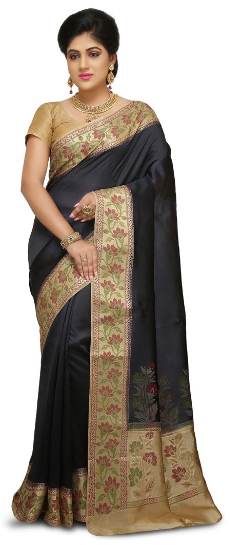 767144 Traditional Black And Grey Color Banarasi Silk Silk Fabric Saree