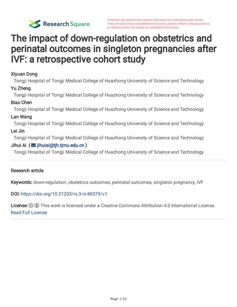 Pdf The Impact Of Down Regulation On Obstetrics And Perinatal