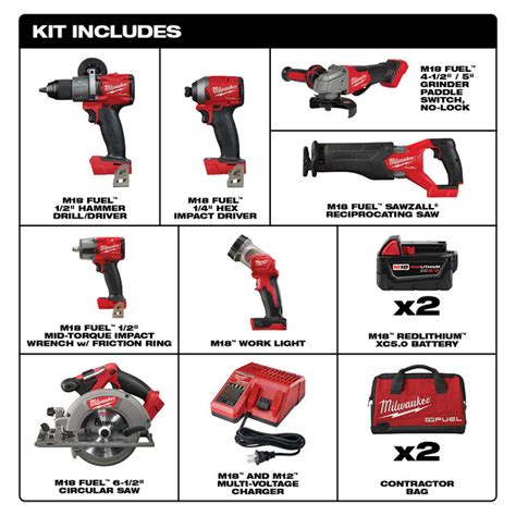 Milwaukee Tool M18 FUEL 18V Li-Ion Brushless Cordless 7 Tool - Tool Academy