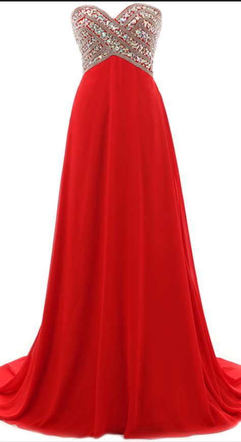 Straplesss Red Chiffon Prom Dresses With Rhinestone Sexy Sweetheart