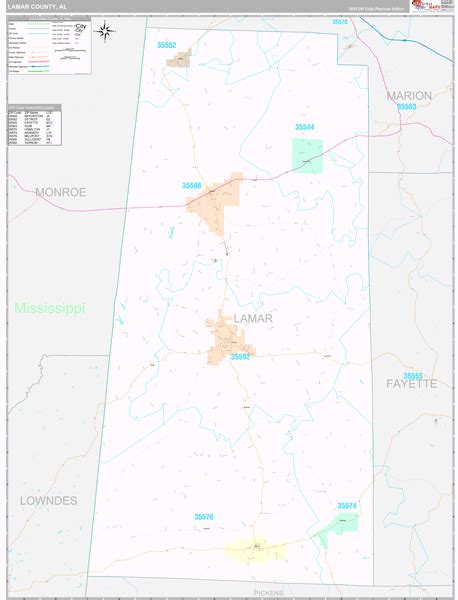 Lamar County, AL Wall Map Premium Style by MarketMAPS - MapSales