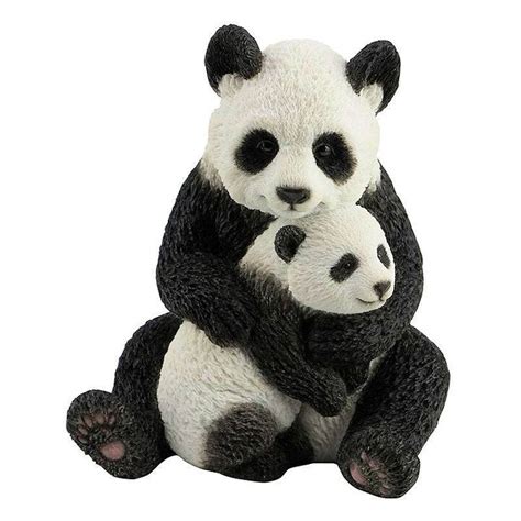 Panda Bear Figurine Mother Hugging Baby - $19.00