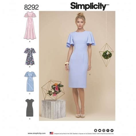 Simplicity Misses Angel Sleeve Pencil Or Flare Dresses Sewing Patt