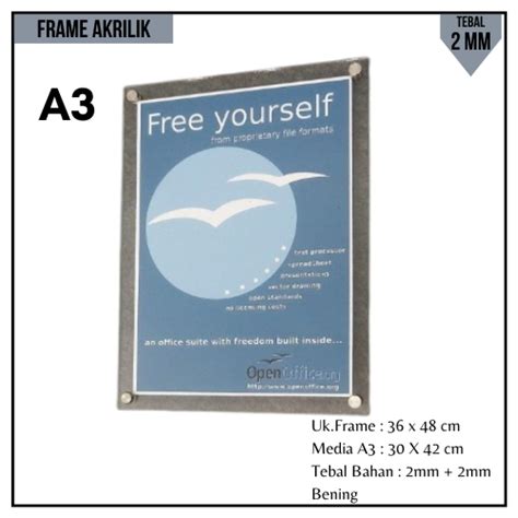 Jual Frame Foto Akrilik Poster Dinding Acrylic Ukuran A Frame Foto