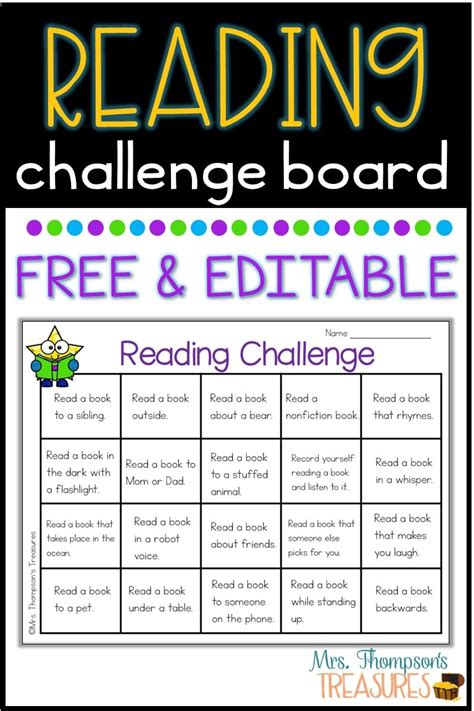 Reading Challenge Board Classroom Freebies