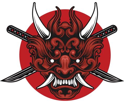 Abbildung Des Logos Der Samurai Maske Premium Vektor