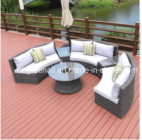 Half Moon With Ice Bucket 6 Person Seating Group Sofa Outdoor Garden