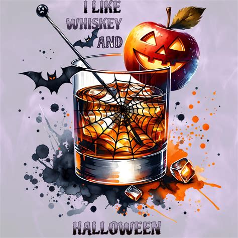 Halloween Whiskey Glass PNG Design Digital Download for DIY Projects I