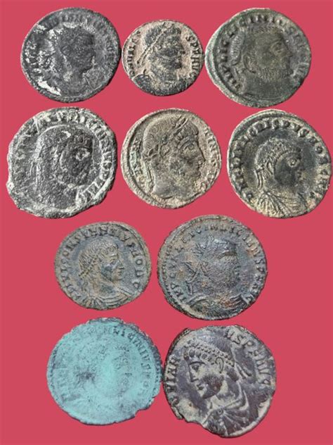 Roman Empire Lot of 10 Æ coins mostly 4th century AD Catawiki