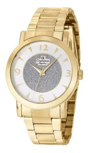 Reloj Impermeable Dorado Para Mujer Champion Color De Fondo Original