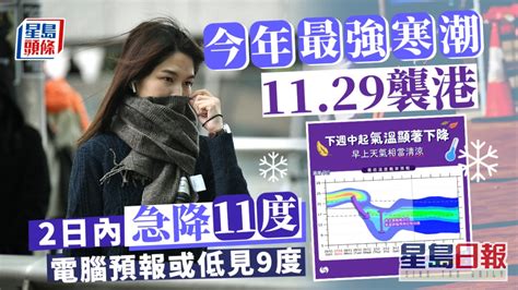 冷鋒1129夜晚襲港天文台籲準備保暖衣物 電腦預報可能跌至9度