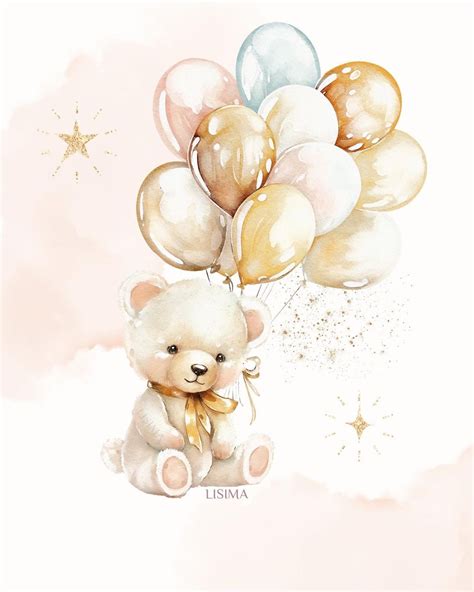 Balloon Illustration Baby Illustration Watercolor Illustration