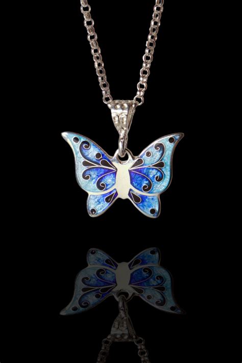 Cloisonne Enamel Butterfly Pendant Handmade Georgian Enamel Dainty