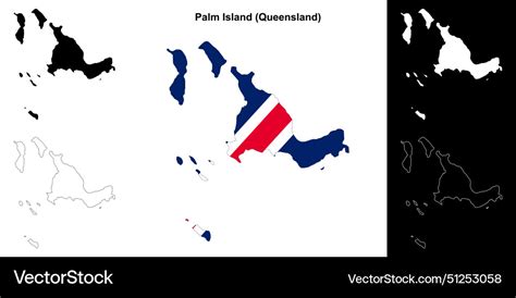 Palm island outline map Royalty Free Vector Image