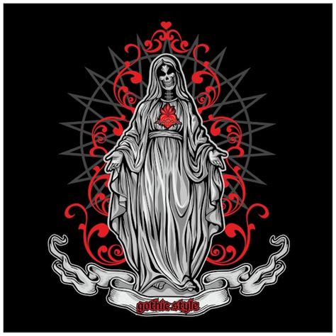 Signo gótico con esqueleto santa muerte grunge diseño vintage camisetas