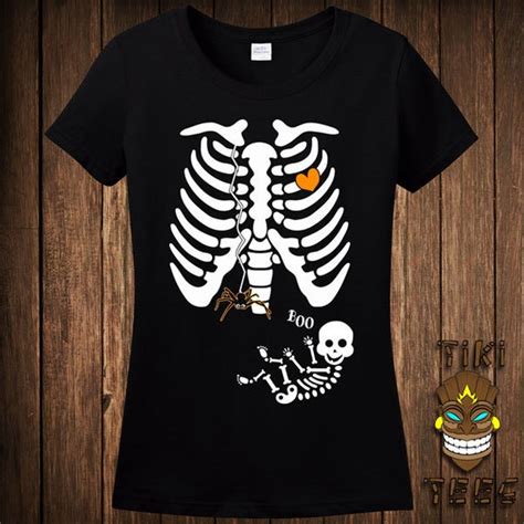 Funny Pregnant Skeleton Spider Web Halloween Costume T-shirt