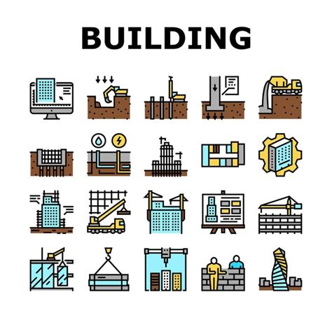 Premium Vector Building Construction Collection Icons Set Vector