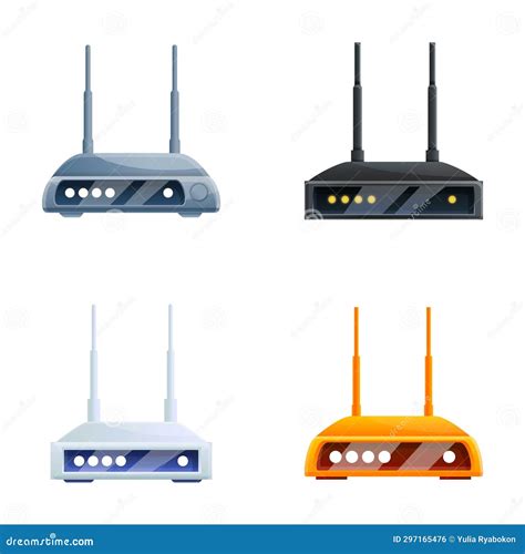 Router Icons Set Cartoon Vector Wireless Wi Fi Router Stock Vector