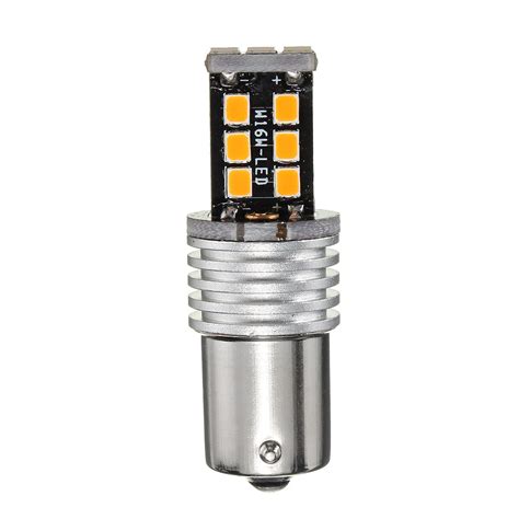 1156 ba15s 15-led turn signal indicator light bulb 4w high power yellow ...