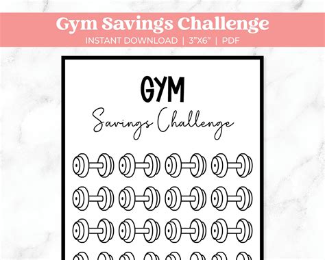 Gym Savings Challenge Printable Bundle A6 Savings Challenge Tracker