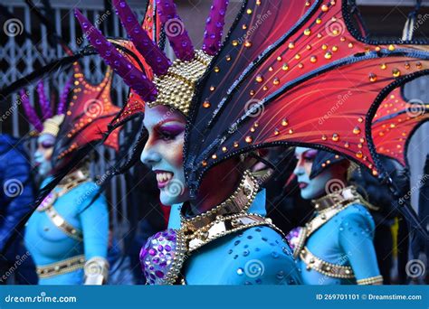 Torrevieja Spain February Woman In A Fancy Carnival Costume