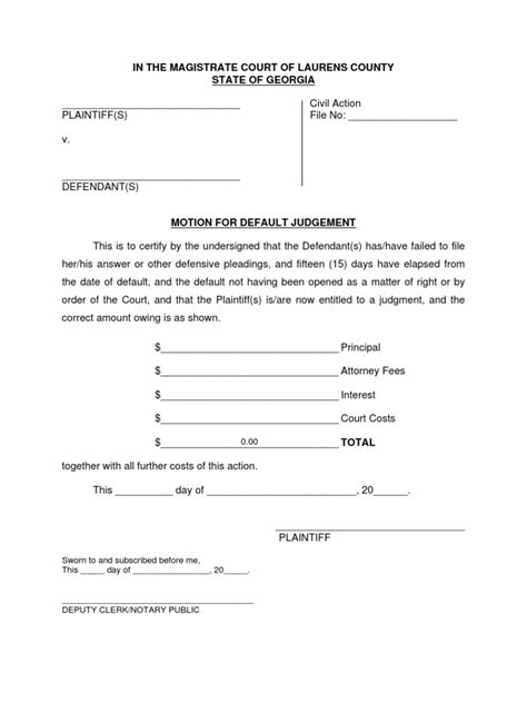 Motion For Default Judgment Pdf