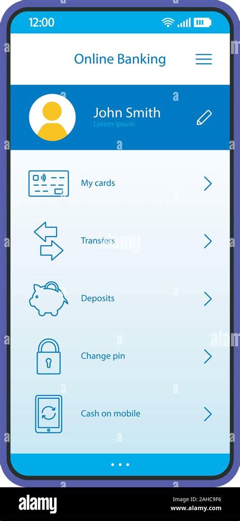 Online Banking Smartphone App Interface Vector Template Mobile Money