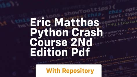 Eric Matthes Python Crash Course Nd Edition Pdf Youtube