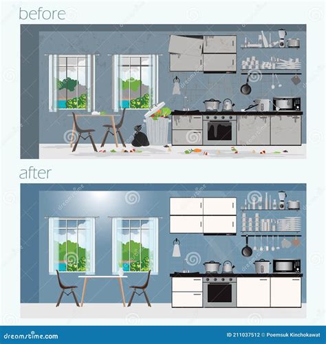 Kitchen Sink With Dirty Dishes Stock Vector Illustration Of Cupboard