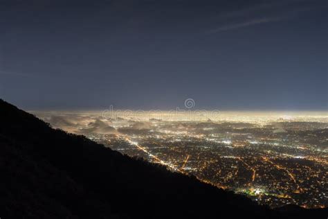 Pasadena and Los Angeles Night Mountaintop View Stock Photo - Image of ...