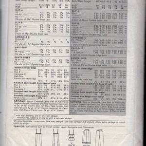 Retro S Butterick Misses Lingerie Camisole Slip Pants Half Slip Evening And Knee