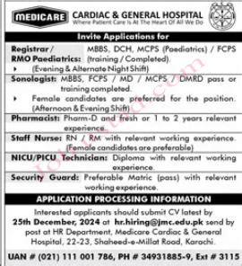 Jobs In Medicare Cardiac General Hospital Karachi December